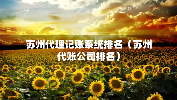 蘇州代理記賬系統(tǒng)排名（蘇州代賬公司排名）