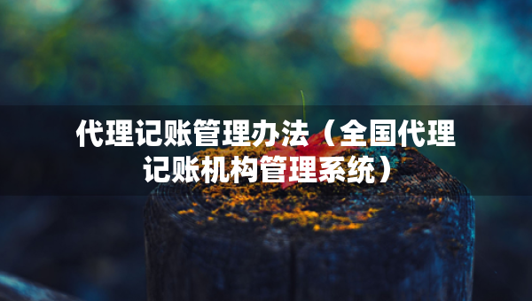 代理記賬管理辦法（全國代理記賬機(jī)構(gòu)管理系統(tǒng)）