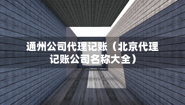 通州公司代理記賬（北京代理記賬公司名稱大全）
