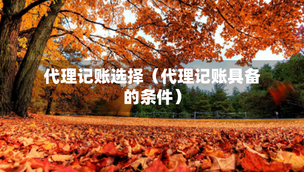 代理記賬選擇（代理記賬具備的條件）